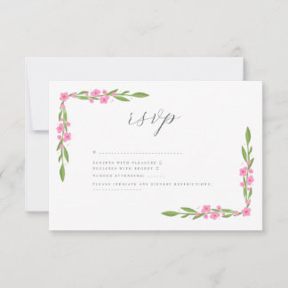 Whimsical Ribbon Floral Wedding RSVP Kaartje