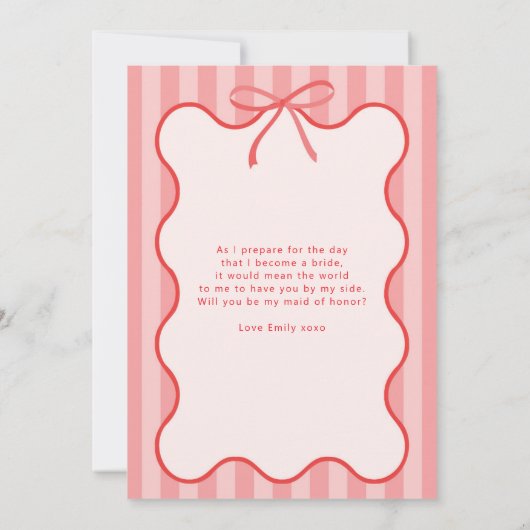 Whimsical Ribbon Maid of Honor kaart (Achterkant)