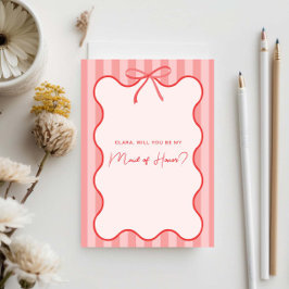 Whimsical Ribbon Maid of Honor kaart