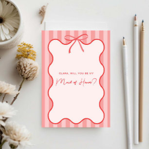 Whimsical Ribbon Maid of Honor kaart