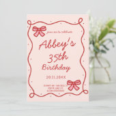 Whimsical Ribbon Verjaardag uitnodiging (Staand voorkant)