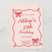 Whimsical Ribbon Verjaardag uitnodiging (Voorkant / Achterkant)