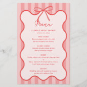 Whimsical Ribbon vrijgezellenfeest menu met naam (Voorkant)