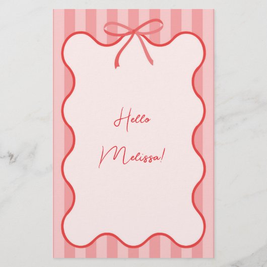 Whimsical Ribbon vrijgezellenfeest menu met naam (Achterkant)