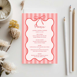 Whimsical Ribbon vrijgezellenfeest menu met naam