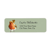 Whimsical Robin Bird Waterverf Etiket (Voorkant)