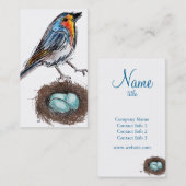 Whimsical Robin met Nest & Eggs Visitekaartje (Voorkant / Achterkant)
