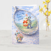 Whimsical Robot Birthday Card Kaart (Gele Bloem)