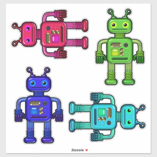 Whimsical Robots Schattige voor kinderen Sticker (Vel)