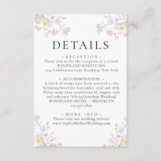 Whimsical Rococo Floral Crest Wedding Details Informatiekaartje (Voorkant)