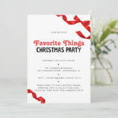 Whimsical rode boog favoriete dingen kerstfeest kaart (Staand voorkant)