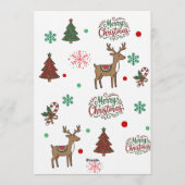 Whimsical rode en groene kerstboom en hert kaart (Achterkant)