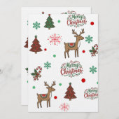 Whimsical rode en groene kerstboom en hert kaart (Voorkant / Achterkant)