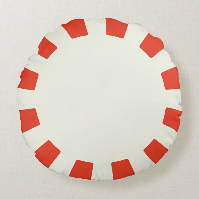 Whimsical rode en witte pepermunt rond kussen (Voorkant)