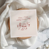 Whimsical Rode Hand Getekend Kerst Dinerfeest  Servet