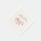 Whimsical Rode Hand Getekend Kerst Dinerfeest  Servet (Hoek)