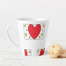 Whimsical Rode Hart en Gouden Sterren Latte Mok