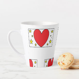 Whimsical Rode Hart en Gouden Sterren Latte Mok