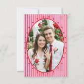 Whimsical Rode Roze Waterverf Streep Foto Bruiloft Save The Date (Achterkant)