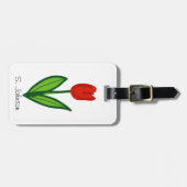 Whimsical rode tulpenbloem reizen bagagelabel (Voorkant horizontaal)