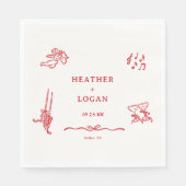 Whimsical Rode Verlovingsfeest Let's Toast Servet (Voorkant)