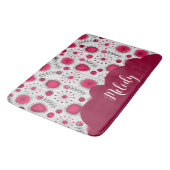 Whimsical rode witte harten bloemen bloemige naam badmat (Gekanteld)