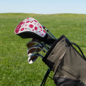 Whimsical rode witte harten bloemen bloemige naam golfheadcover (Insitu)