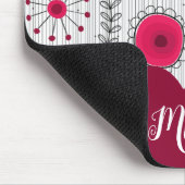 Whimsical rode witte harten bloemen bloemige naam muismat (Hoek)