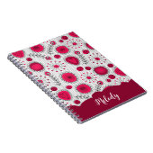 Whimsical rode witte harten bloemen bloemige naam notitieboek (Rechterzijde)