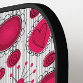Whimsical rode witte harten bloemen bloemige naam pickleball paddle (Links Detail)