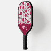 Whimsical rode witte harten bloemen bloemige naam pickleball paddle (Links)