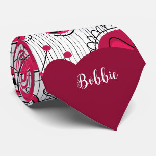 Whimsical rode witte harten bloemen bloemige naam stropdas