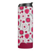 Whimsical rode witte harten bloemen bloemige naam thermosbeker (Gedraaid links)