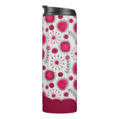 Whimsical rode witte harten bloemen bloemige naam thermosbeker (Geroteerd rechts)
