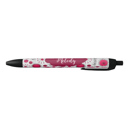 Whimsical rode witte harten bloemen bloemige naam zwarte inkt pen (Bodem)