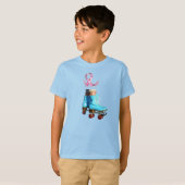 Whimsical Roller Schaatsen met roze bloemenlint T-shirt (Voorkant volledig)