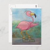 Whimsical Roller Skating Roller Blading Flamingo Briefkaart (Voorkant / Achterkant)