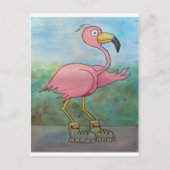 Whimsical Roller Skating Roller Blading Flamingo Briefkaart (Voorkant)