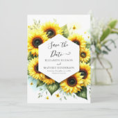 Whimsical Romance Zonnebloem bruiloft Save The Date (Staand voorkant)