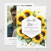 Whimsical Romance Zonnebloem bruiloft Save The Date (Voorkant / Achterkant)