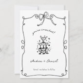 Whimsical Romantic Hand getekend Zwart Wit Trouwen Save The Date (Achterkant)