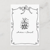 Whimsical Romantic Hand getrokken bruiloft Details Informatiekaartje (Achterkant)