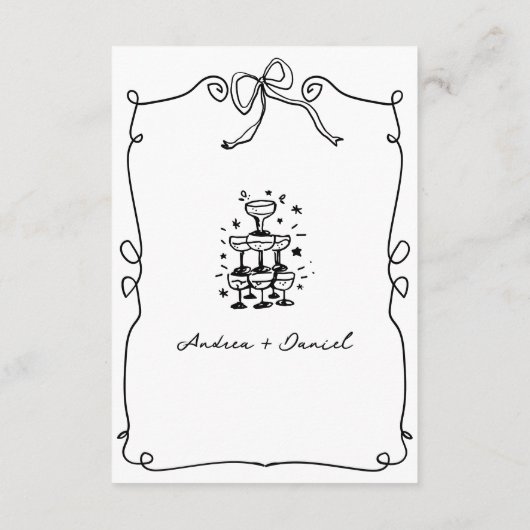 Whimsical Romantic Hand getrokken bruiloft Details Informatiekaartje (Achterkant)