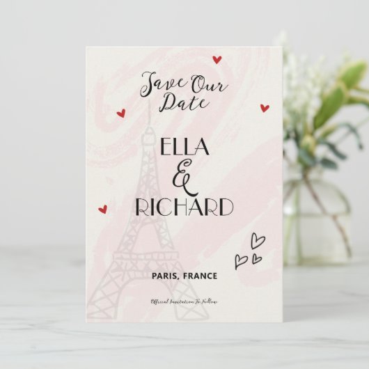 Whimsical Romantic Paris Save the Date Invitation (Staand voorkant)