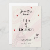 Whimsical Romantic Paris Save the Date Invitation (Voorkant / Achterkant)
