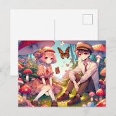Whimsical romantisch anime koppel briefkaart (Voorkant / Achterkant)