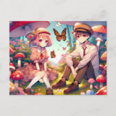 Whimsical romantisch anime koppel briefkaart (Voorkant)