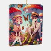Whimsical romantisch anime koppel keramisch ornament (Rechts)