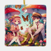 Whimsical romantisch anime koppel keramisch ornament (Voorkant)