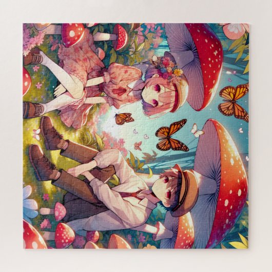 Whimsical romantisch anime koppel legpuzzel (Horizontaal)